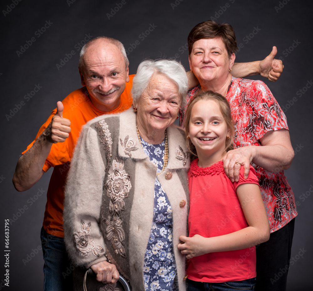 Happy multi-generation family