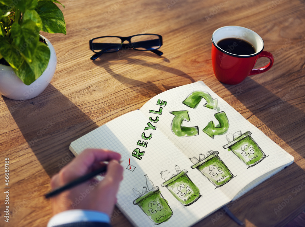 Man with a Notepad with Recycling Concept