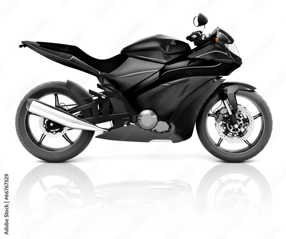 3D Image of a Black Modern Motorbike