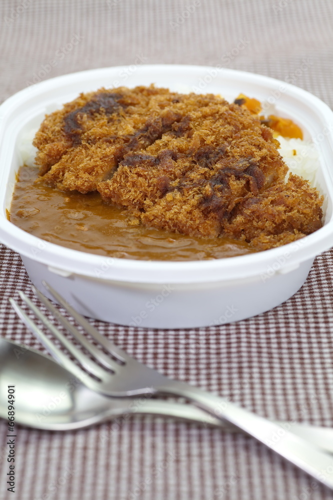 Japanese traditional food pork and curry rice