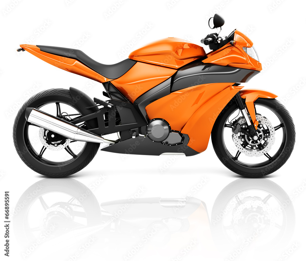 3D Image of an Orange Modern Motorbike