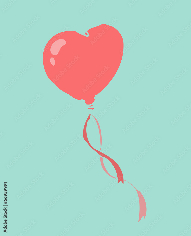 Heart balloon vector Illustration, hand drawing