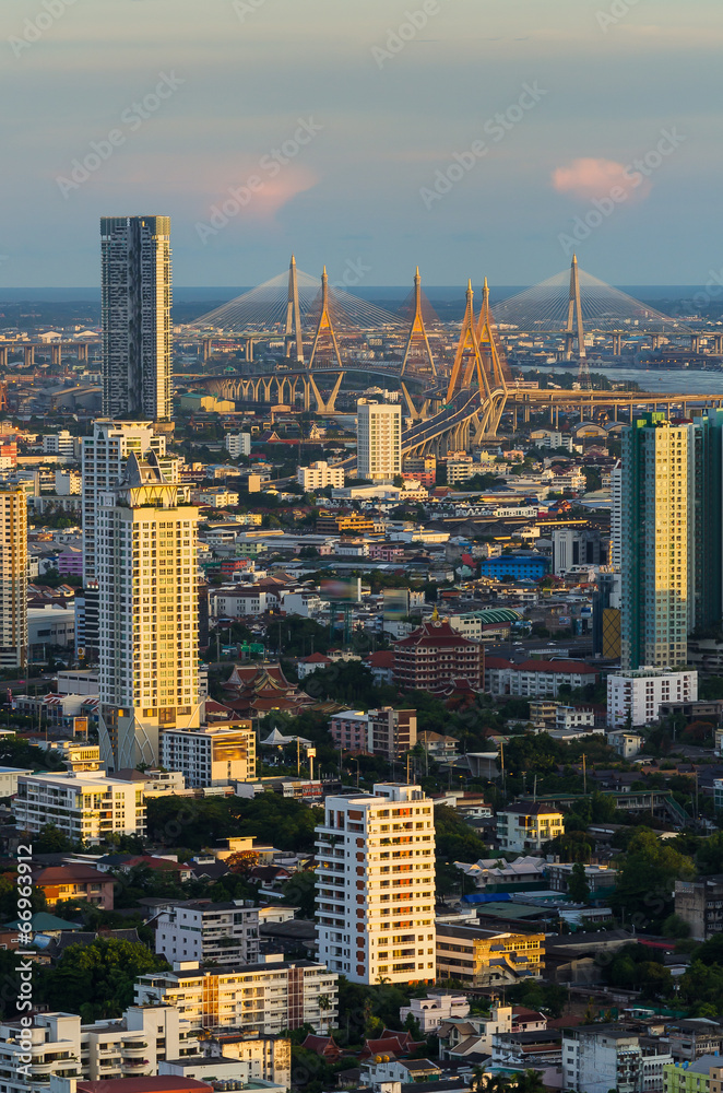 Bhumibol Bridge in Thailand top view