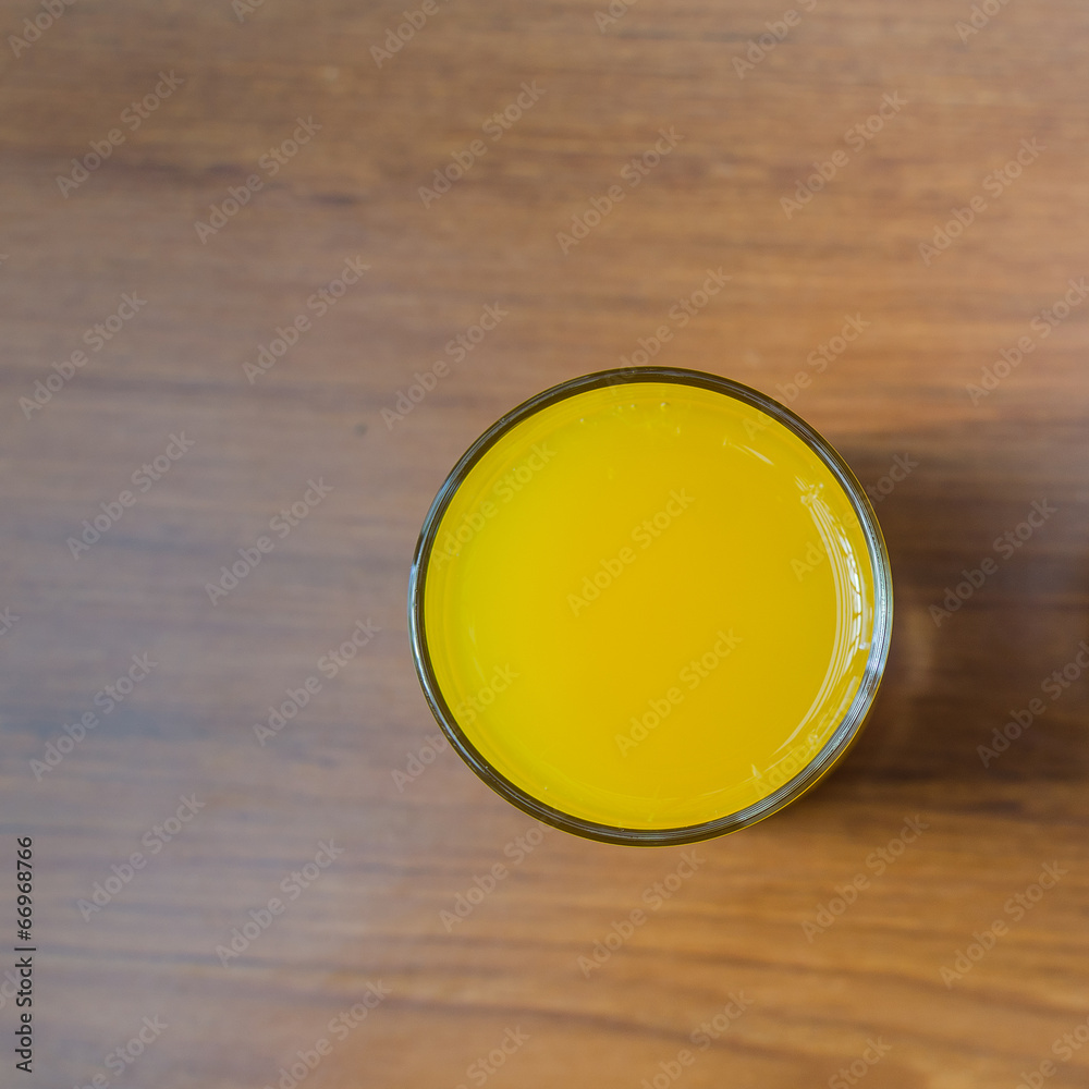 glass of orange juice on top view