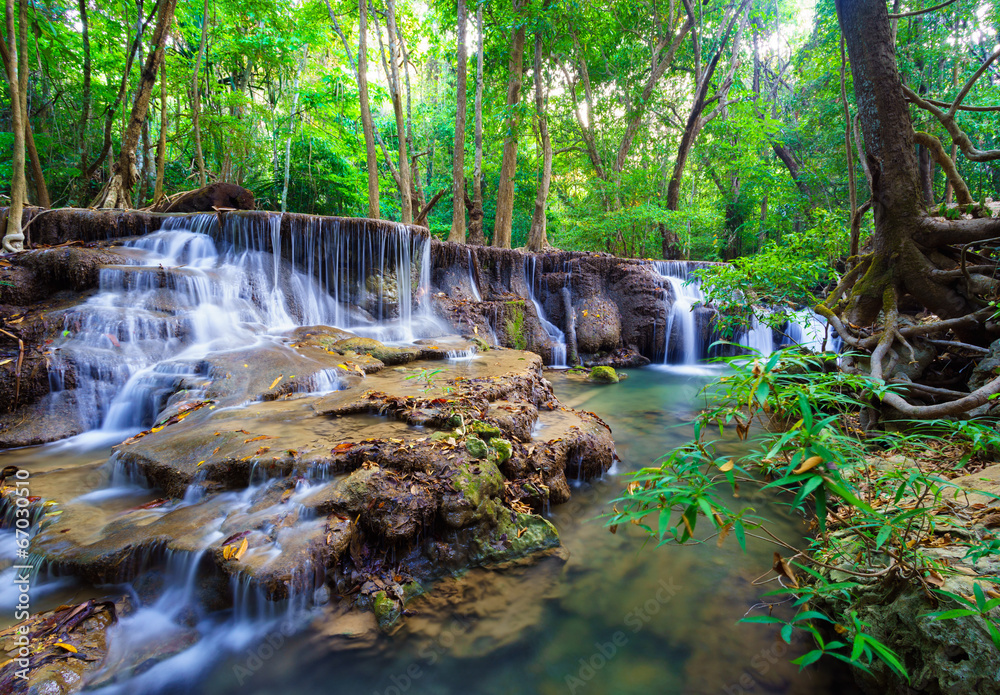 Deep forest Waterfall in Kanchanaburi, Thailand