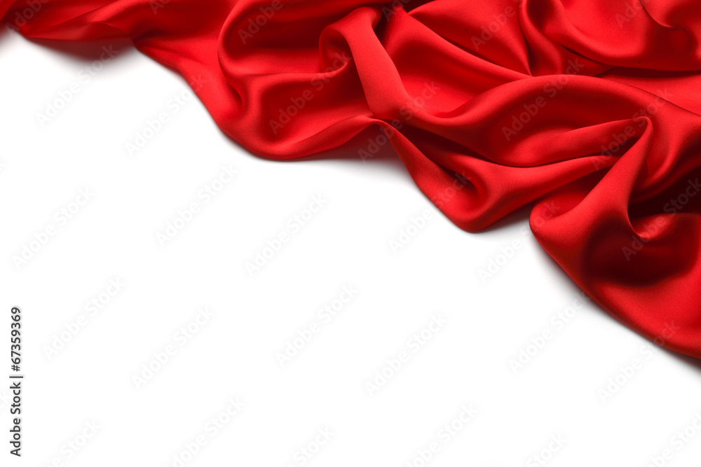 Red silk textile background　with copy space