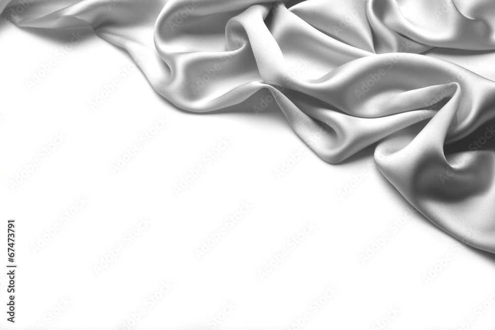 Silver silk textile background　with copy space