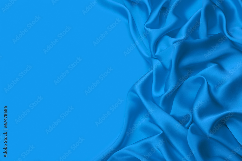 Blue silk textile background　with copy space