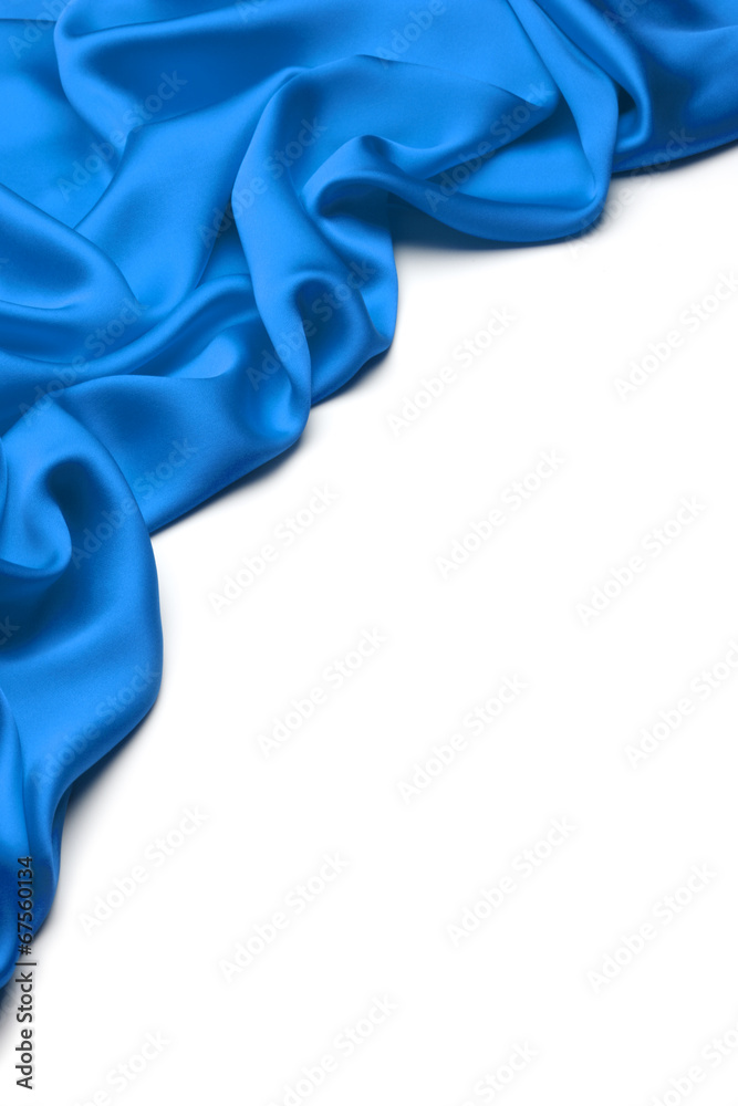 Blue silk textile background　with copy space