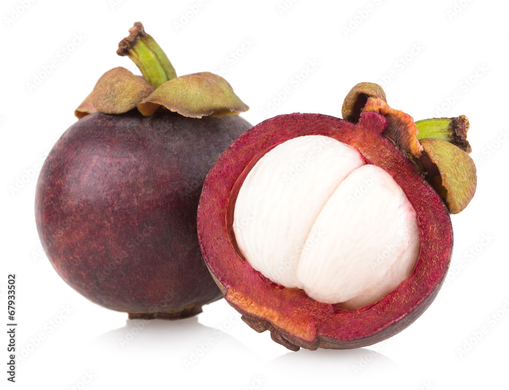 ripe mangosteen isolated on white background