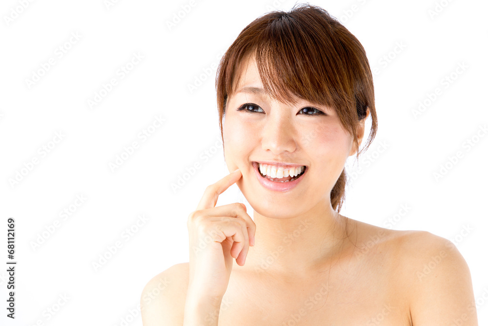 attractive asian woman skin care image