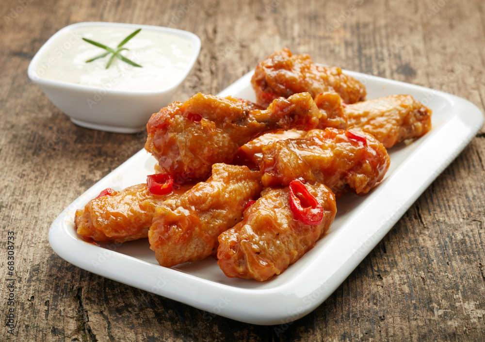 fried chicken wings with sweet chili sauce