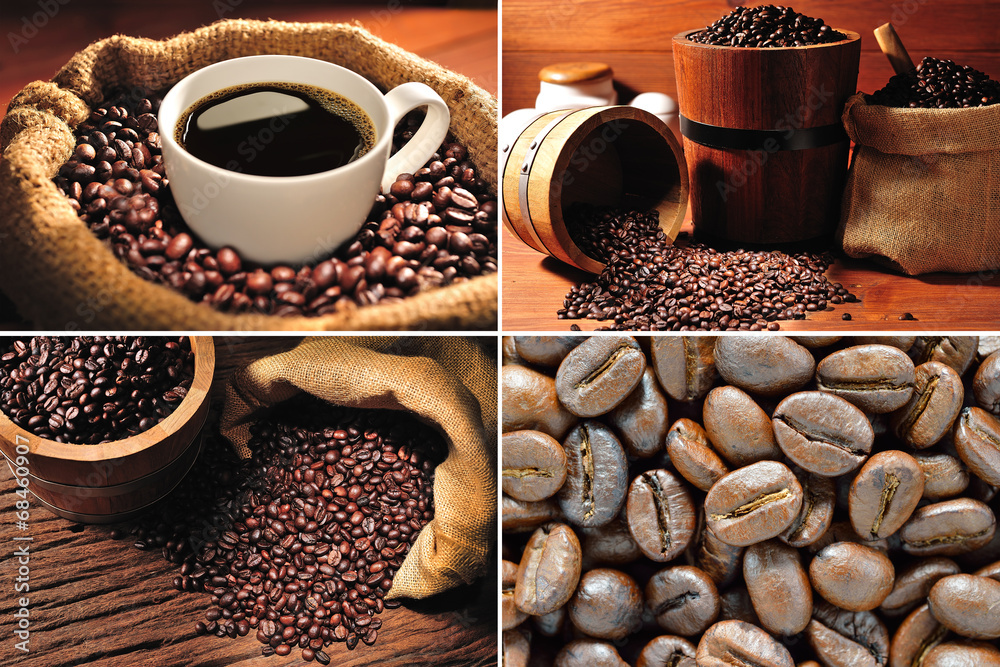 Collection of coffee cup and coffee beans