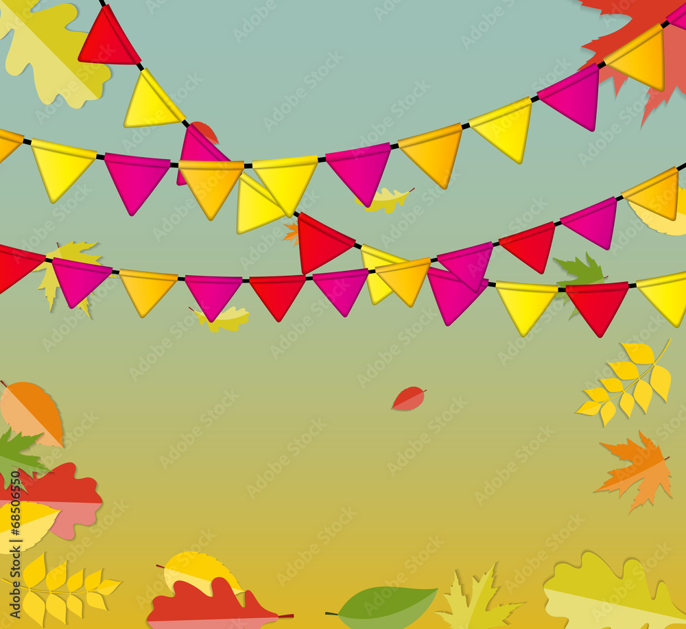 Shiny Autumn Natural Leaves Background. Vector Illustration