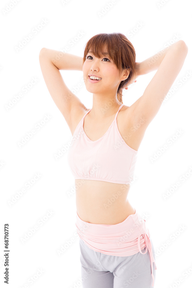 attractive asian woman exercise image