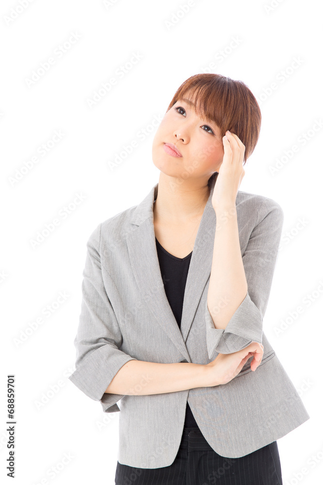 asian businesswoman on white background