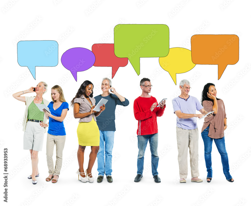 People Social Networking and Speech Bubbles