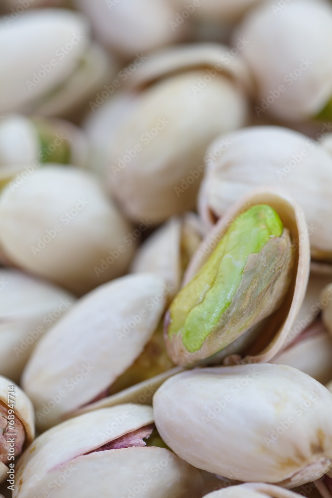 Close - up group of healthy toasted pistachios