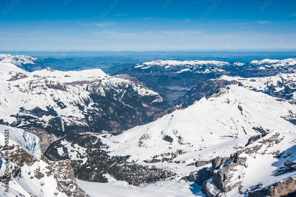 Snow Mountain Landscape with Blue Sky from Jungfrau Region