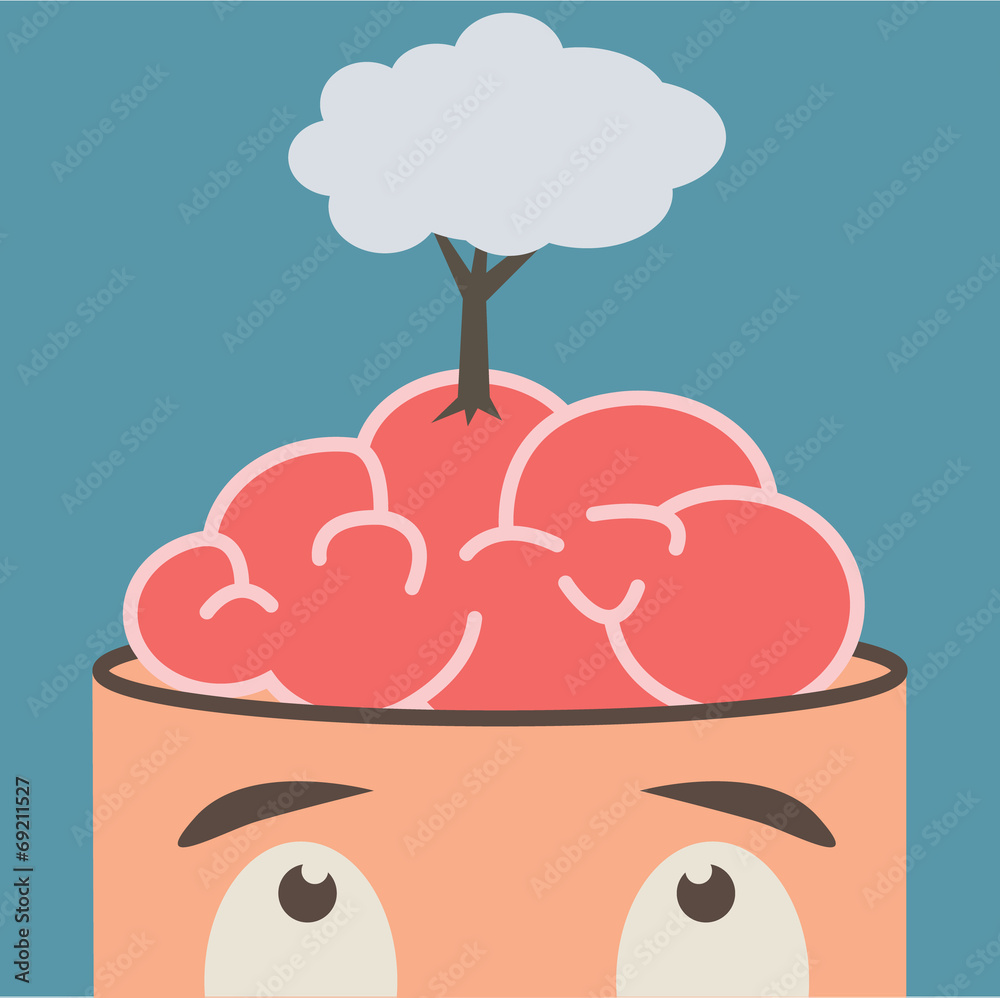 Open mind with idea concept, flat design vector