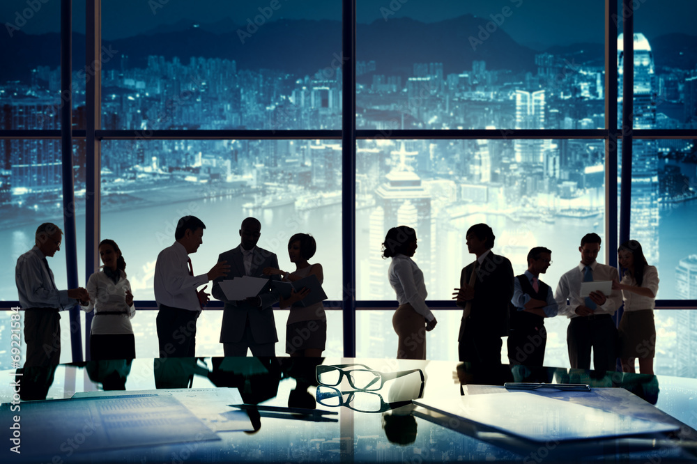 Silhouettes of Business People Working