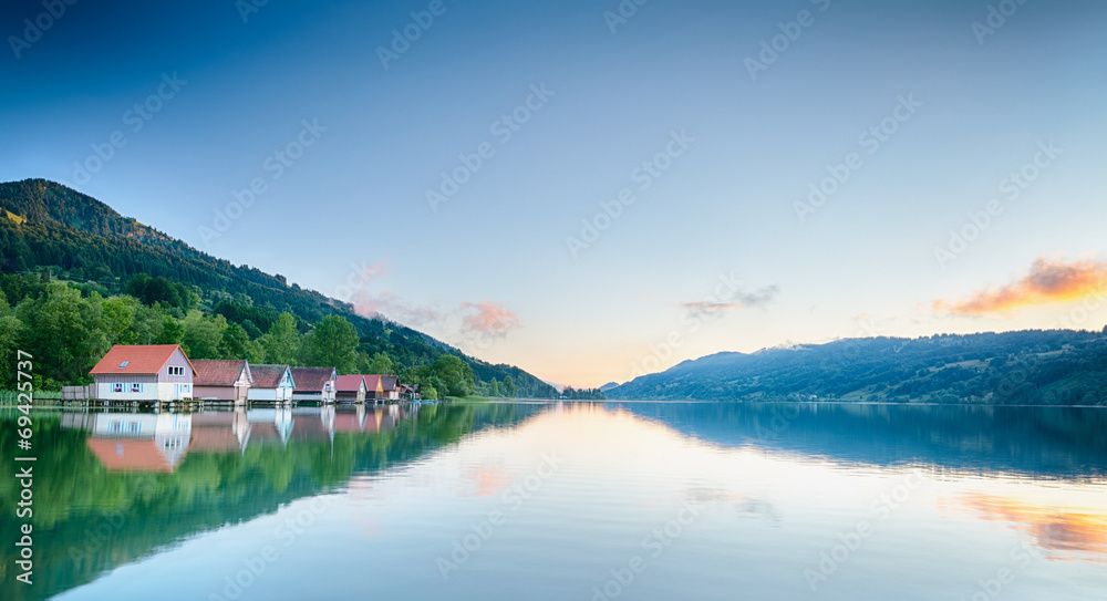 Summer Lake Reflections-Alpsee，德国