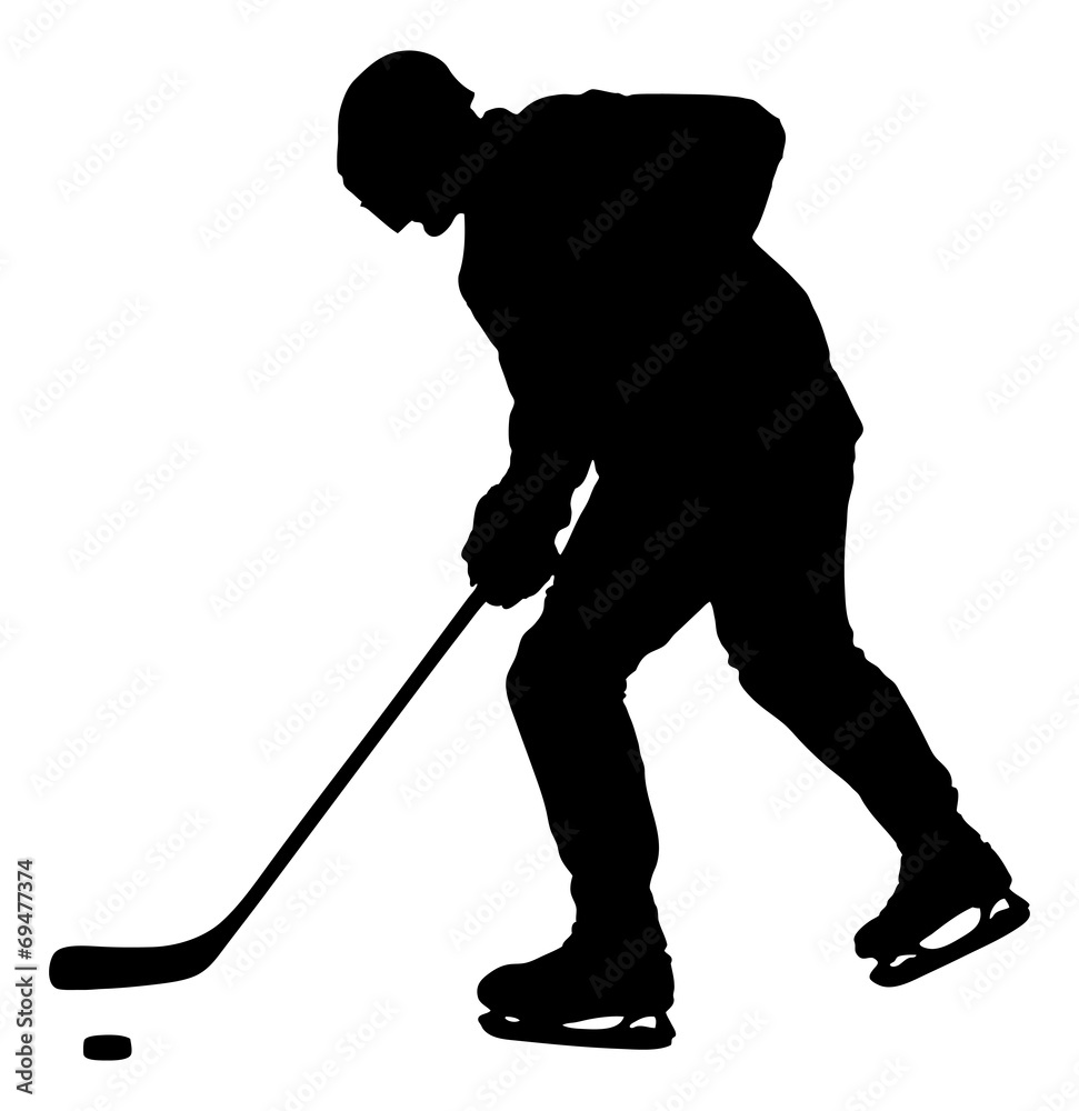 Silhouette Man Playing Ice Hockey