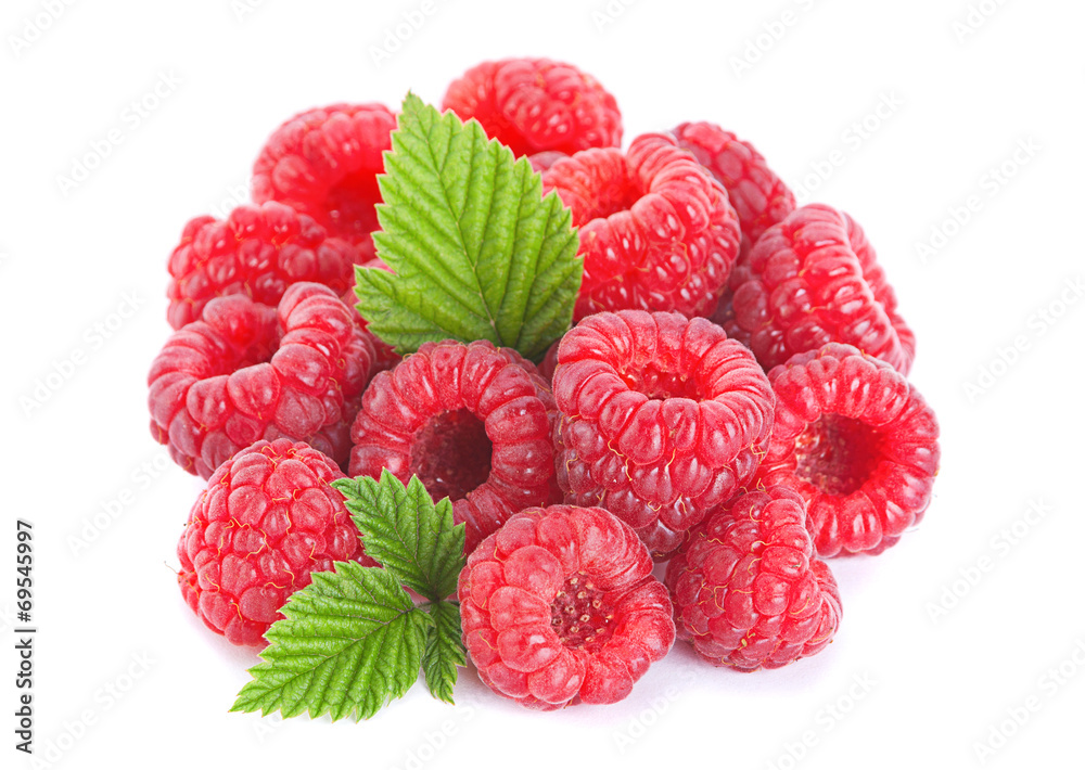 Raspberry fruit on white