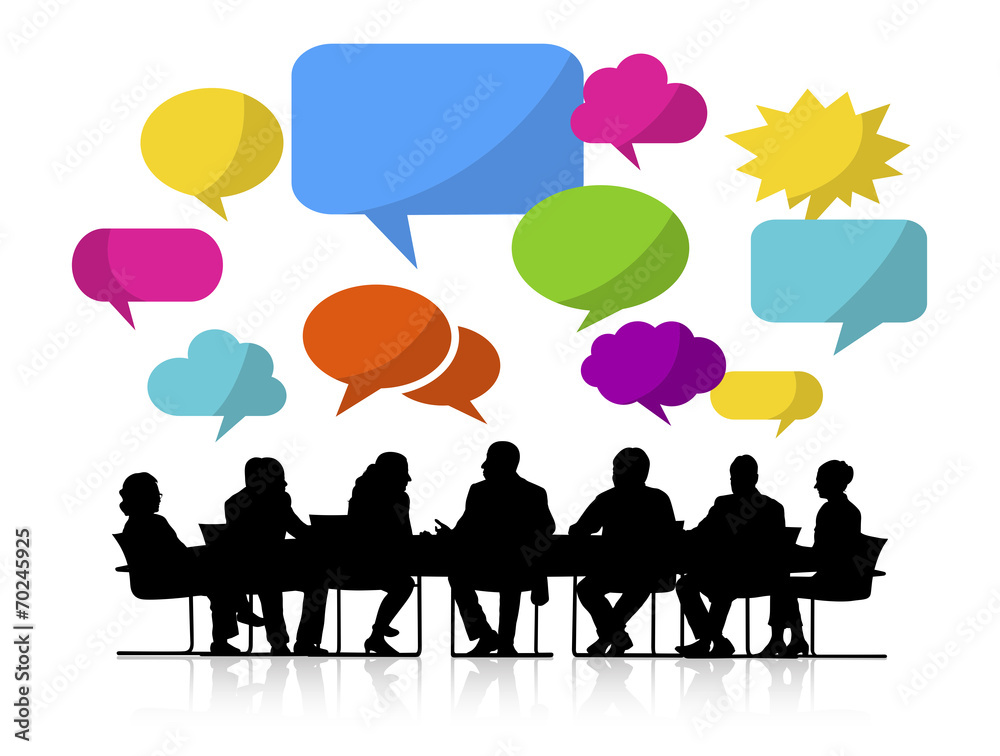 Group of Business People Meeting with Speech Bubbles