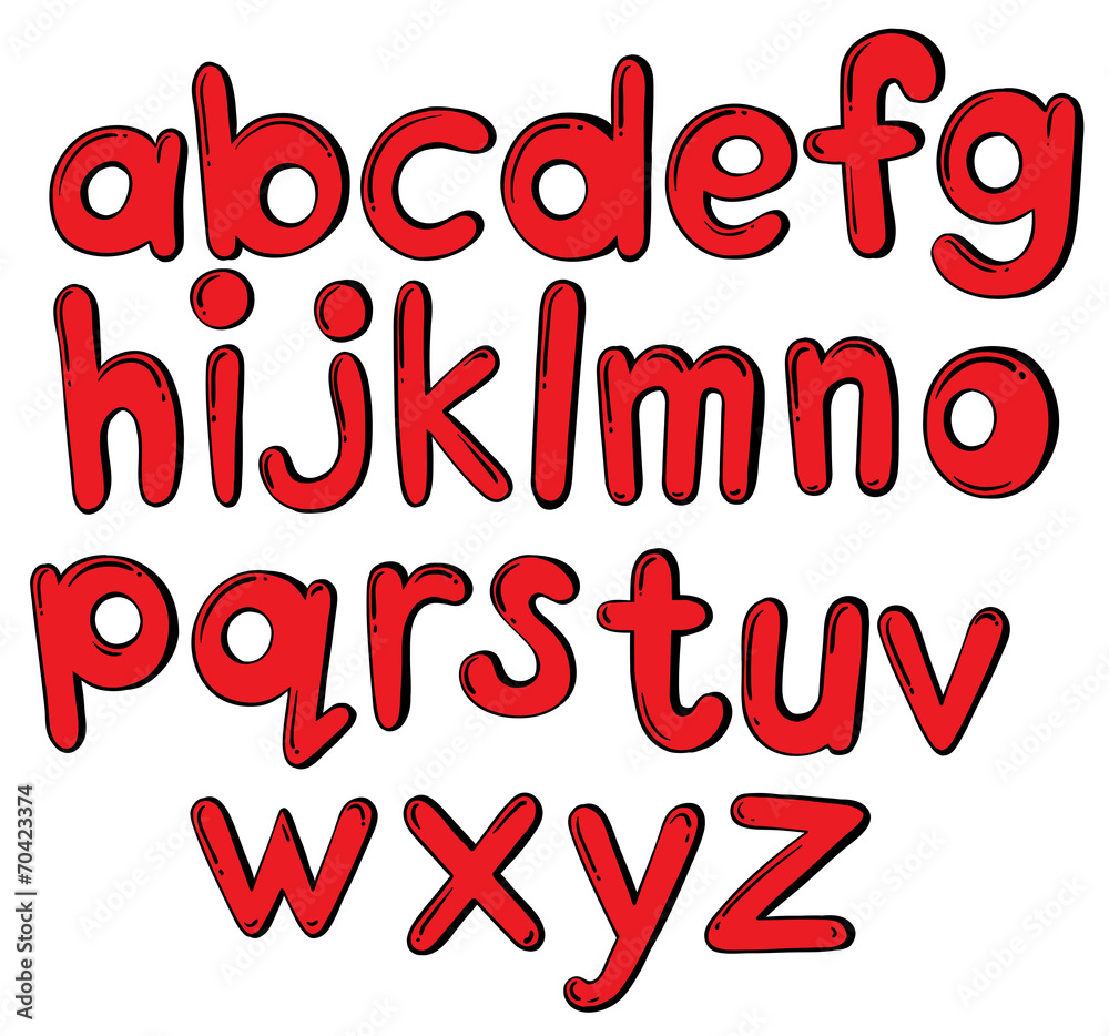 Letters of the alphabet in red color