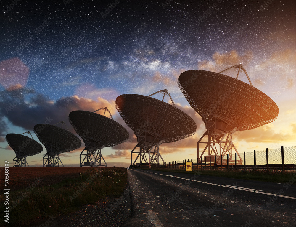 Radio Telescope view at night