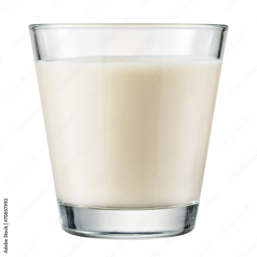 Glass of milk isolated on white background. With clipping path