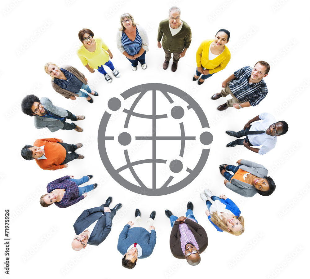 Group of Multiethnic People Looking Up