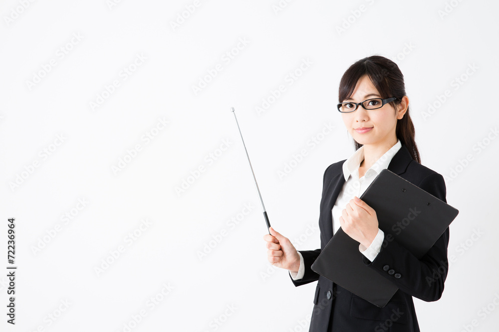 asian businesswoman on white background