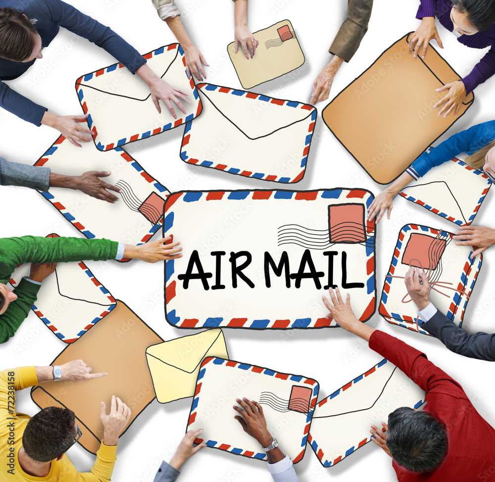 Multiethnic Group of People with Air Mail Concepts