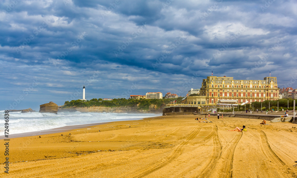 Grande Plage，法国比亚里茨的海滩