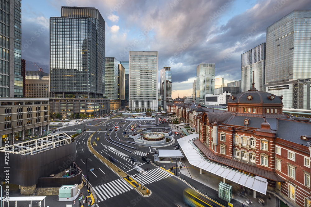 东京，日本东京站的城市景观