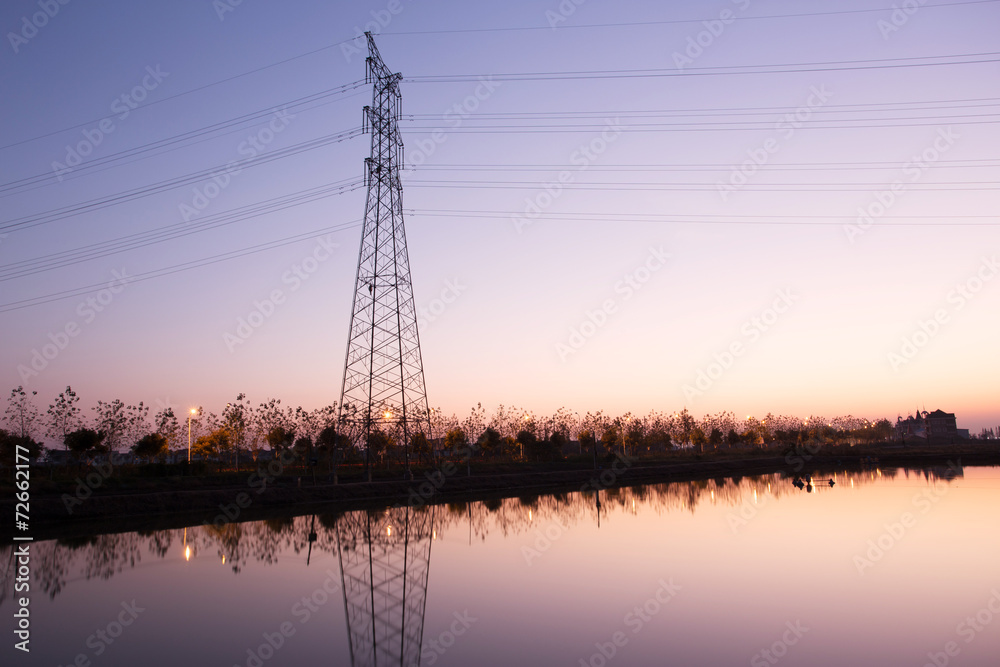 high voltage transmittion tower and landscape