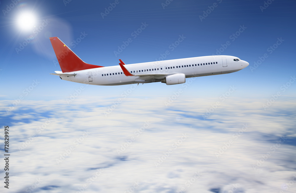 Plane flying over the clouds