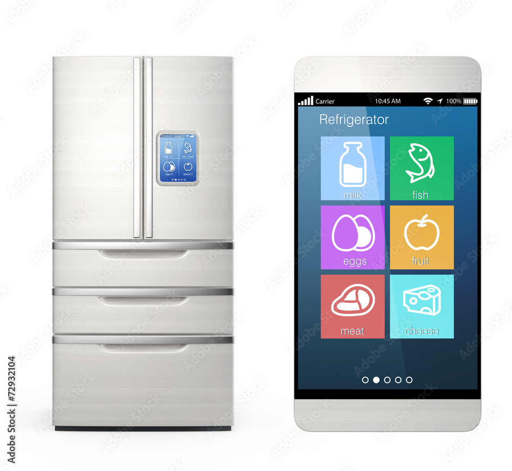 Smart refrigerator monitoring by smart phone concept