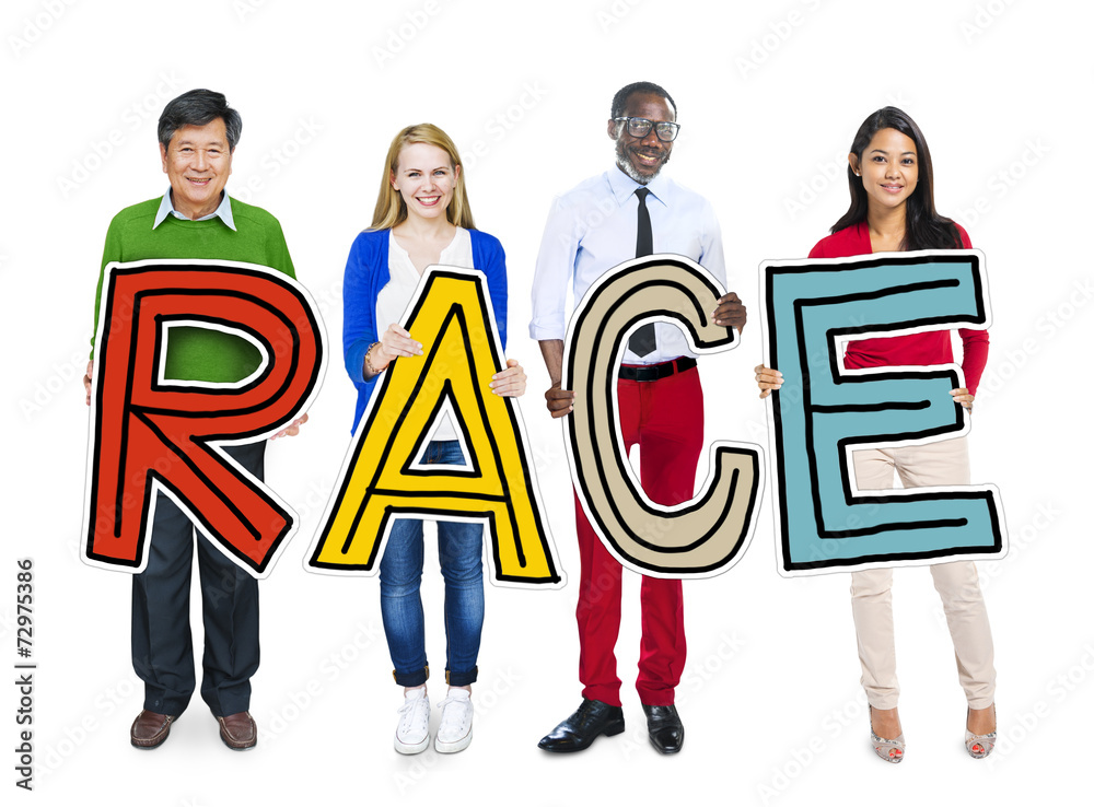 Multiethnic Group of People Holding Word Race