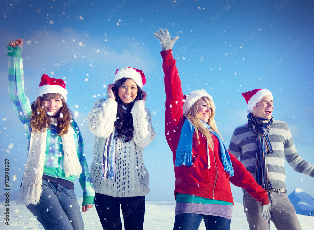 Friends Enjoyment Winter Holiday Christmas Concept