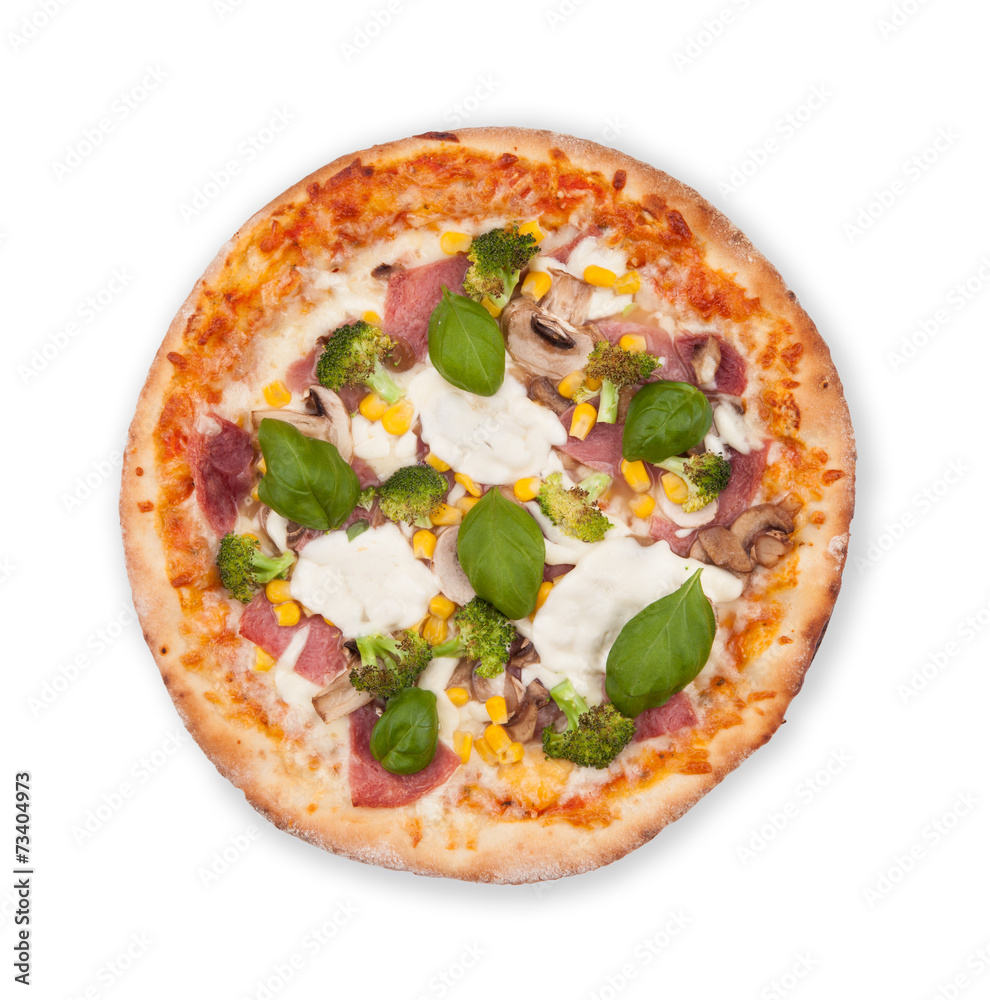 Italian pizza on white background