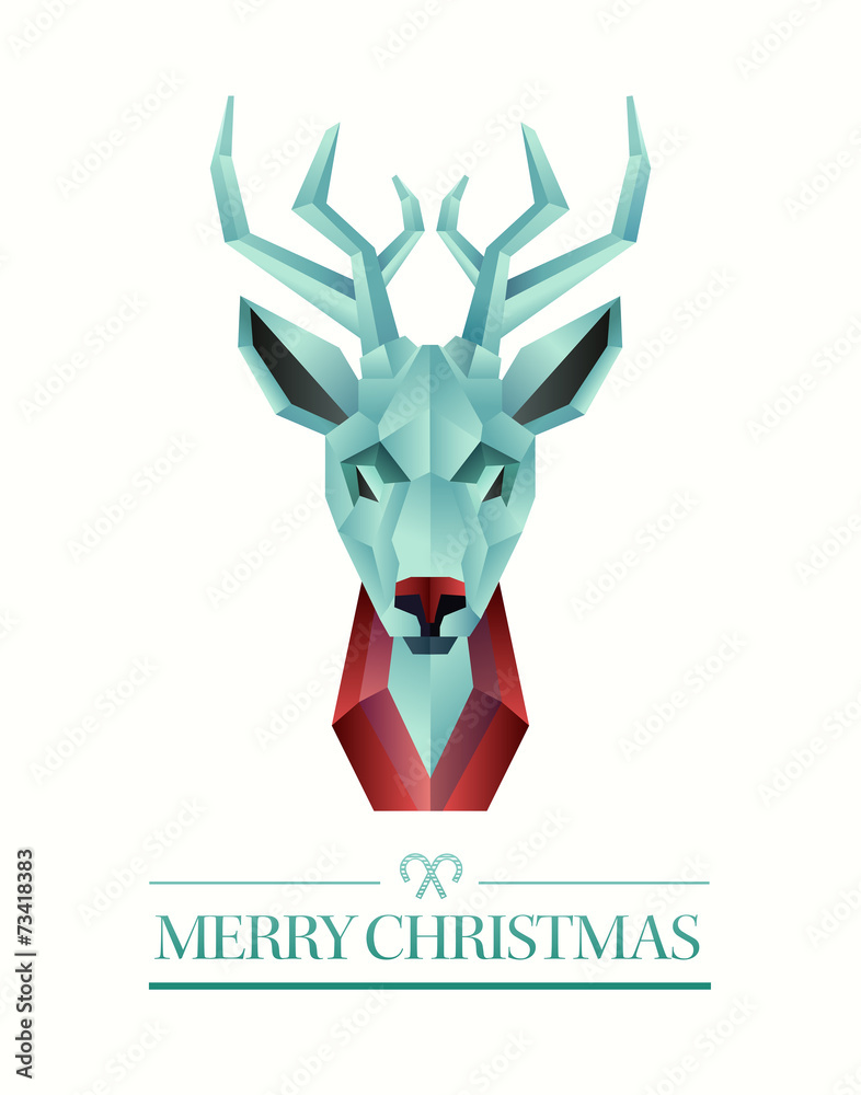 Merry christmas vector with hipster reindeer design