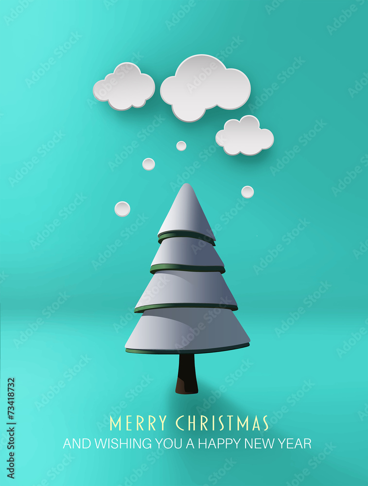 Merry christmas vector with tree