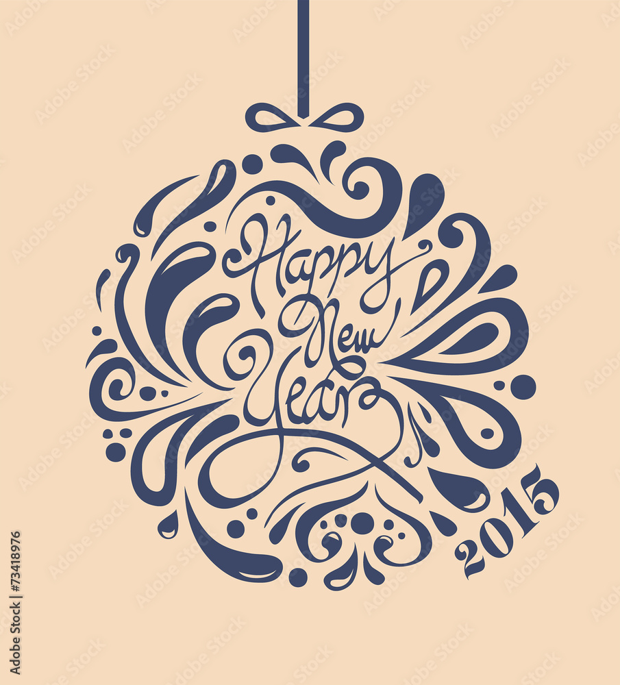 Stylish happy new year design in blue