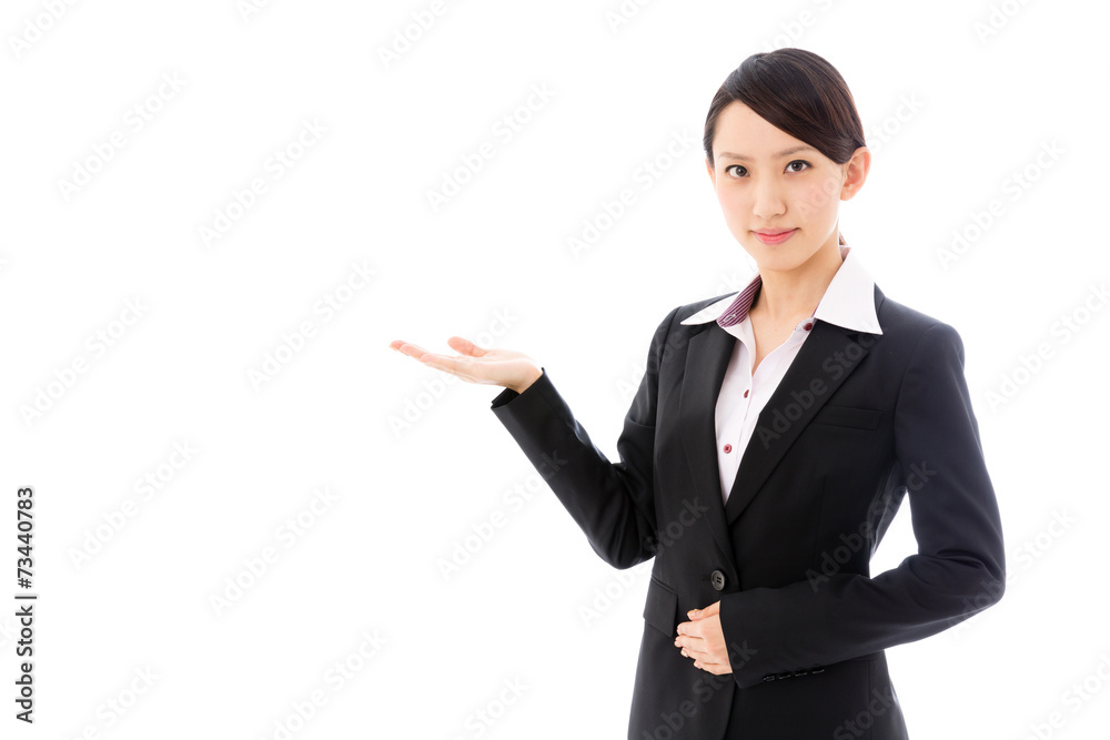 asian businesswoman showing on white background