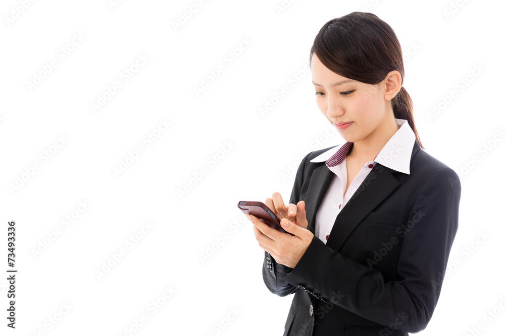 asian businesswoman on white background