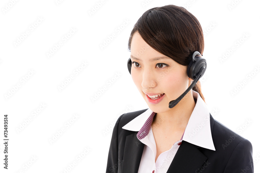 asian businesswoman on white background