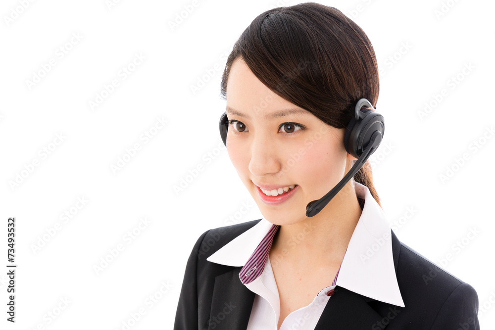 asian businesswoman on white background